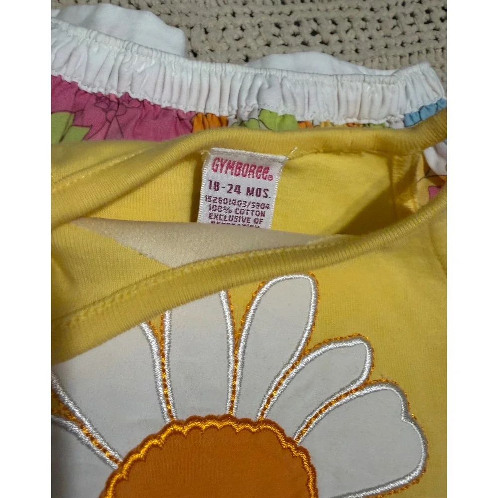 VTG Gymboree Girls Yellow Daisy Tank Top and Retro Floral Skort Set 18-24 Months